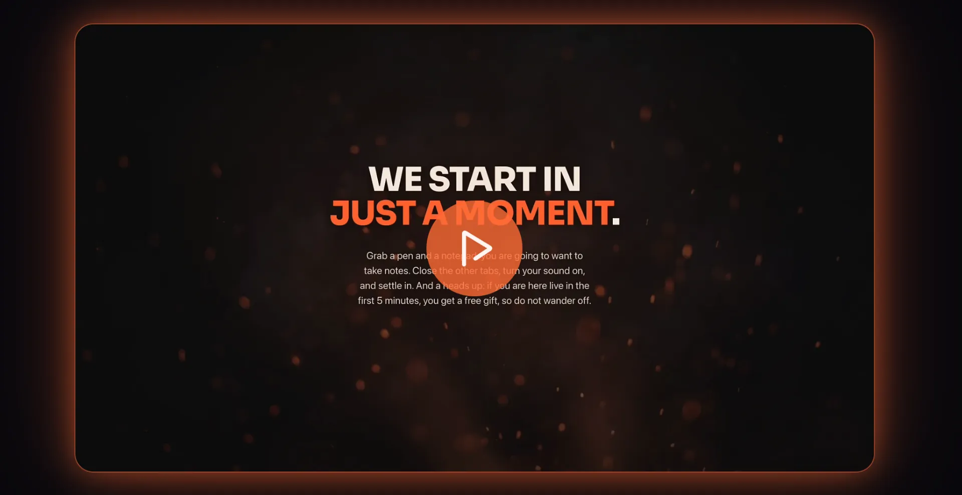 AI Income Engine live masterclass with Sean Donahoe, We Start In Just A Moment intro screen
